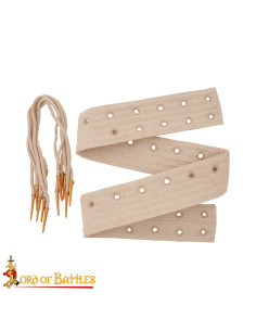 Cinto medieval acolchoado com atacadores, cor natural
