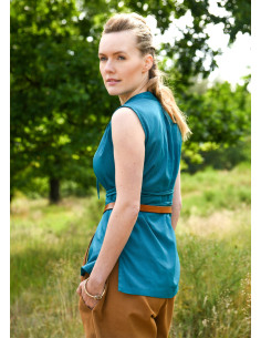 Blusa medieval modelo Levke em algodão, cor azul 2