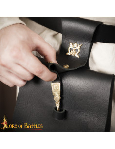 Bolsa de cintura Cortesano del Rey em couro preto 2