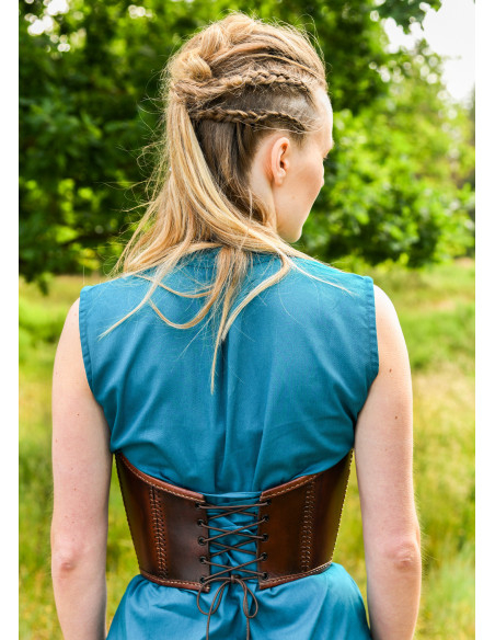 Espartilho de couro medieval, cor marrom