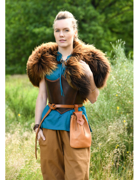 Espartilho de couro medieval, cor marrom