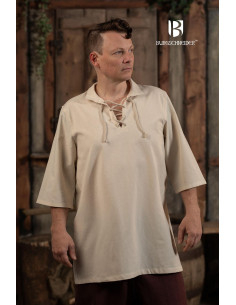 Camisa medieval de verão Aton, branco natural