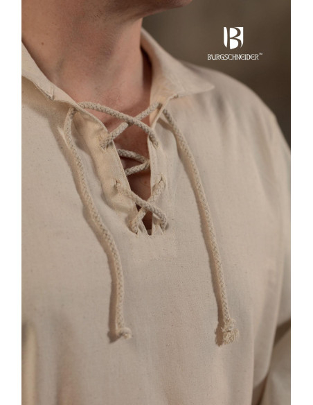 Camisa medieval de verão Aton, branco...