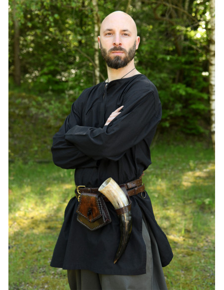 Cinto duplo medieval unissex, em couro