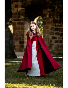 Capa medieval infantil longa modelo Agnes, cor vermelha