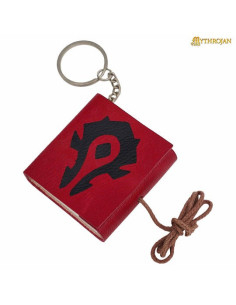 Chaveiro mini-diário de couro medieval Warcraft em vermelho
