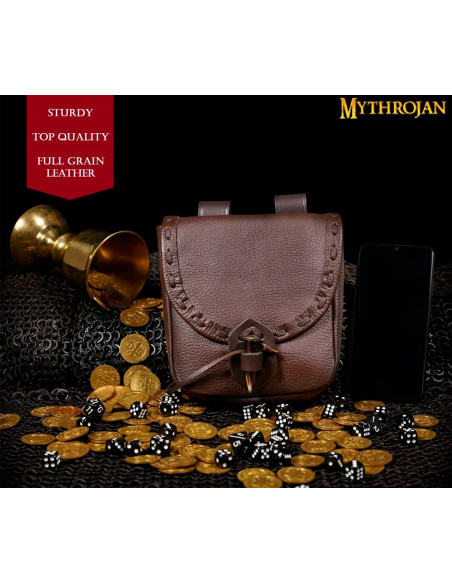 Bolsa medieval de couro com fecho de...