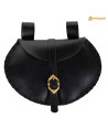 Bolsa de cinto de couro medieval Viking em preto