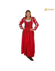 Vestido renascentista medieval irlandês, cor vermelha