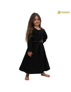 Vestido medieval para menina, modelo Maiden, preto