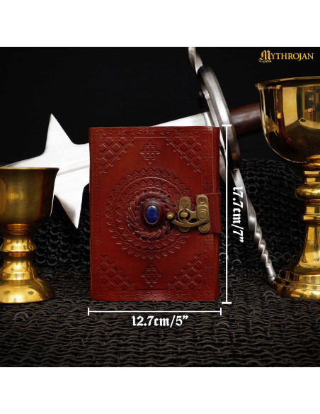 Diário medieval feito à mão em couro...