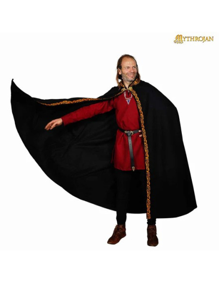 Capa medieval de lã com bordas...