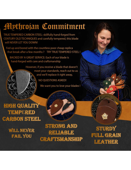 Faca celta forjada à mão com bainha...