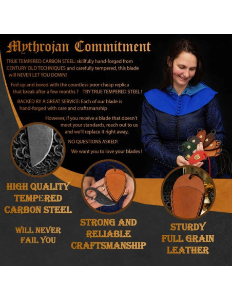 Faca celta forjada à mão com capa...