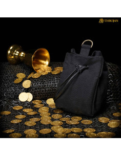 Limosneiro com cordão para cinto, cor preta 2