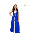 Vestido medieval celta longo cor azul-natural