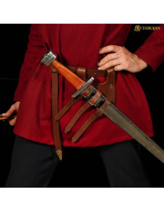 Tahalí medieval de couro para espadas mão direita, cor... 2