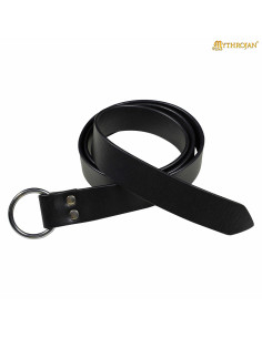Cinto viking com fivela redonda, cor preta