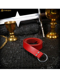 Cinturão viking com fivela redonda, cor vermelha 2