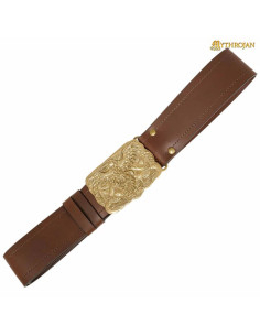 Cinto viking com correia simples fivela de latão Corvo de...