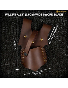 Tahalí medieval de couro para pendurar espadas, cor marrom 2