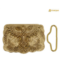 Fivela vikinga em latão para cintos design Corvo de Odin