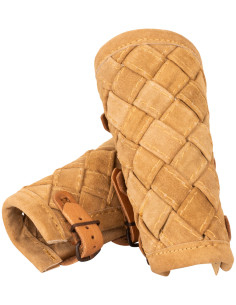 Brazaletes medievais de couro modelo Sigurd, cor areia