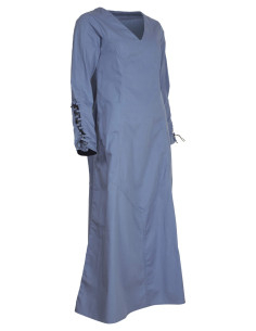 Túnica longa medieval de algodão modelo Antaris, cor azul