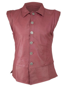 Jubão medieval de couro modelo Tilly, cor bordô 2