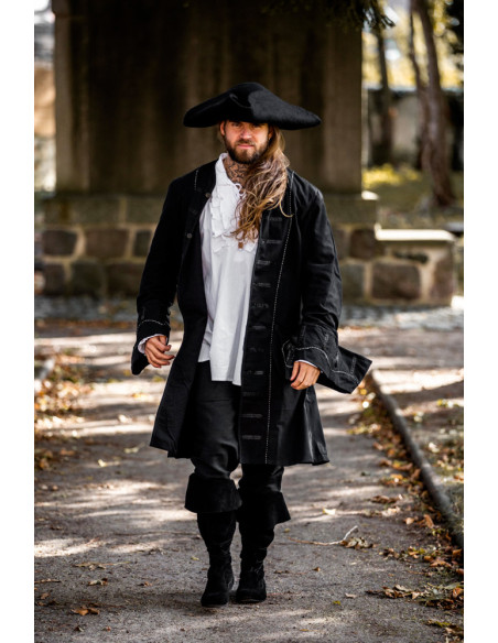 Gorro Hugo pirata tricorn em lã, preto