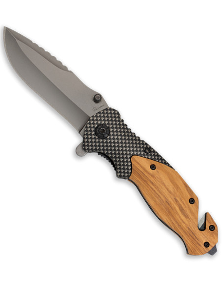 Faca tática de resgate madeira zebra...