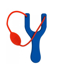 Tirachinas Tole 10 de madeira azul com borracha vermelha