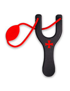 Tirachinas cruz Templária de madeira negra com borracha...