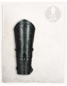 Brazaletes medievais de couro modelo Gawain, cor preta 2