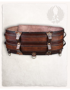 Cinto medieval duplo em couro Modelo Luthor, cor marrom 2