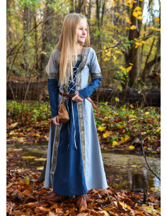 Vestido Medieval menina Leonor em manga longa, azul