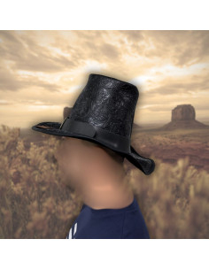 Chapéu de copa alta em couro preto 2