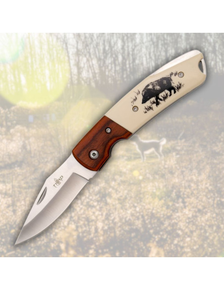 Faca marca Third cabo decorado Javali...
