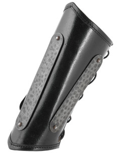 Brazalete medieval de couro modelo Balor, cor preta