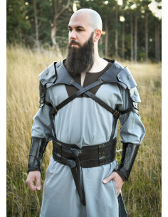 Cinto medieval duplo de couro modelo Balor, cor preta 2