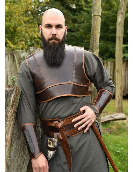 Brazalete medieval vikingo couro...