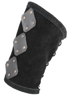 Brazalete medieval de couro modelo Vares, cor preta