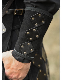 Brazalete medieval de couro modelo Vares, cor preta 2