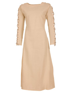 Vestido medieval longo modelo Sunna, cor creme