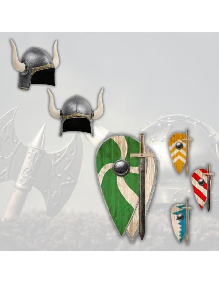 Pack menino viking: escudo em relevo,...
