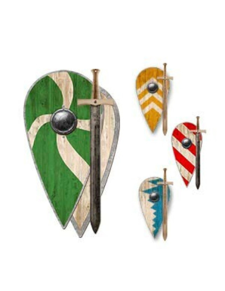 Pack menino viking: escudo em relevo,...