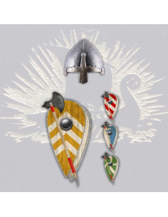 Pack crianças vikings: escudo lágrima, machado e capacete