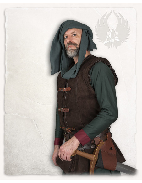 Colete medieval longo de camurça...