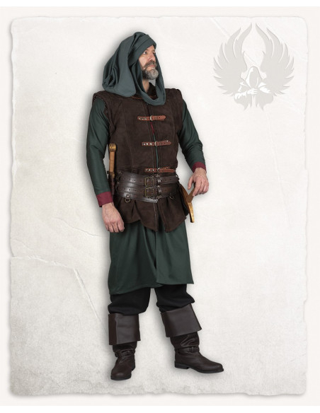 Colete medieval longo de camurça...