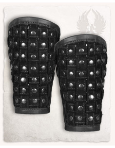 Brazaletes medievais de couro modelo Robert, cor preta